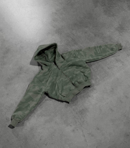 SAGE GREEN CAMO ZIP HOODIE