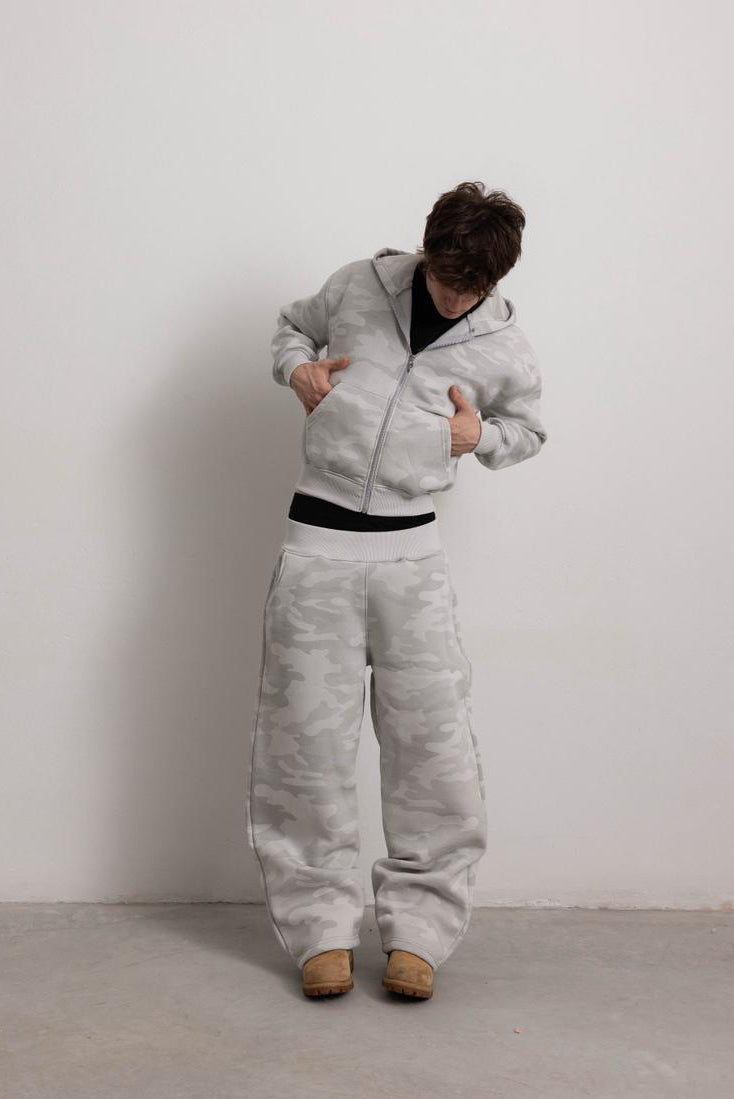 PEARL GREY CAMO ZIP HOODIE