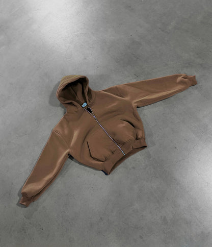 TOBACCO BROWN ZIP HOODIE