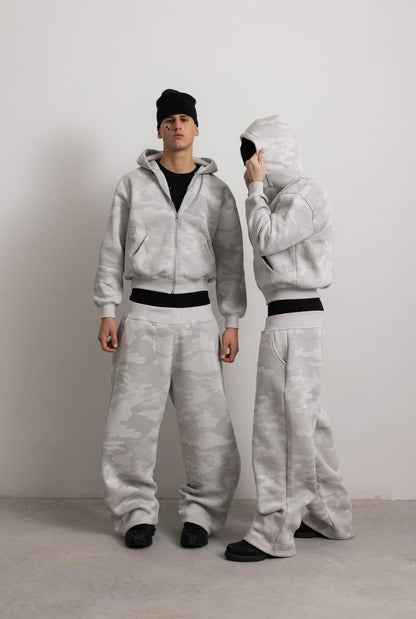 PEARL GREY CAMO ZIP HOODIE