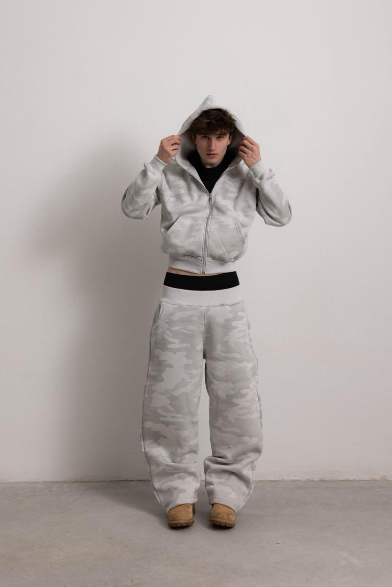 PEARL GREY CAMO ZIP HOODIE