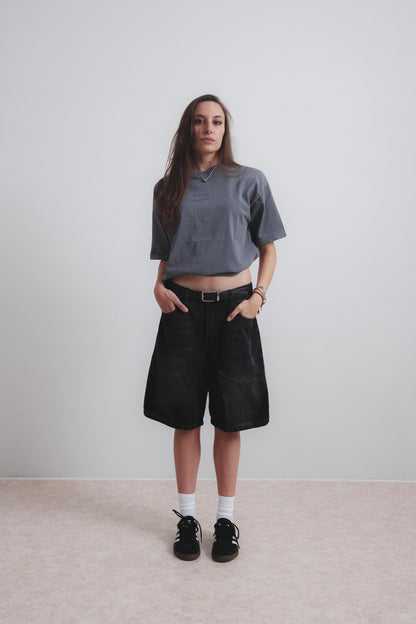 CARBON BLACK DOUBLE KNEE JORTS