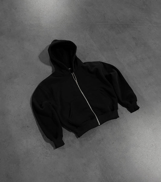 BLACK ZIP HOODIE